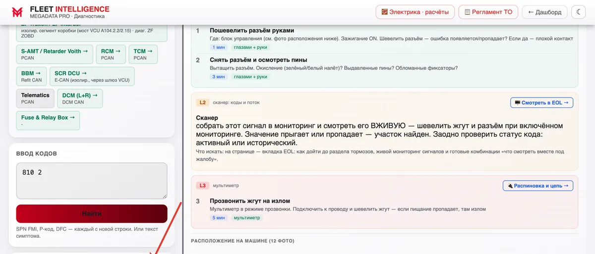 Разбор кода в системе Fleet: маршрут по глубине проверки — руками, сканером, мультиметром, со временем на каждый шаг
